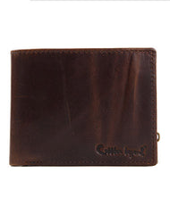 Genuine Leather Vintage Bifold Coffee billfold wallet For Men W/ photo coin slots