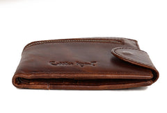 Leather Men billfold wallet Coffee vintage trifold multi cards billfold purse zip for Men