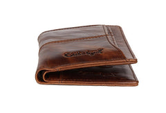 Vintage Bifold Coffee genuine Leather billfold wallet For Men Zipper photo card holder