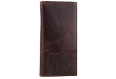 Handmade Vintage Bifold Coffee Men Leather Long wallet clutch purse For Men