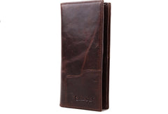 Handmade Vintage Bifold Coffee Men Leather Long wallet clutch purse For Men