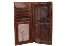 Vintage Mens Leather Long Wallets Cool Leather Bifold Long Wallets for Men - EverHandmade