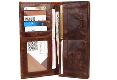 Vintage Mens Leather Long Wallets Cool Leather Bifold Long Wallets for Men - EverHandmade