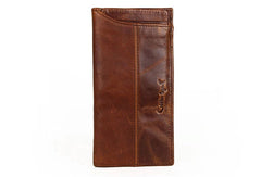 Vintage Mens Leather Long Wallets Cool Leather Bifold Long Wallets for Men - EverHandmade
