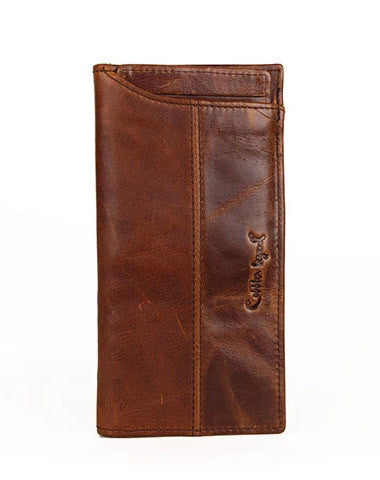 Vintage Mens Leather Long Wallets Cool Leather Bifold Long Wallets for Men - EverHandmade