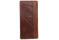 Vintage Mens Leather Long Wallets Cool Leather Bifold Long Wallets for Men - EverHandmade