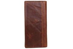Vintage Mens Leather Long Wallets Cool Leather Bifold Long Wallets for Men