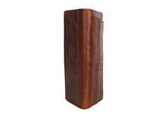 Vintage Mens Leather Long Wallets Cool Leather Bifold Long Wallets for Men - EverHandmade
