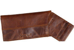 Vintage Mens Leather Long Wallets Cool Leather Bifold Long Wallets for Men - EverHandmade