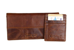 Vintage Mens Leather Long Wallets Cool Leather Bifold Long Wallets for Men - EverHandmade