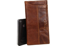 Vintage Mens Leather Long Wallets Cool Leather Bifold Long Wallets for Men - EverHandmade
