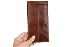 Vintage Mens Leather Long Wallets Cool Leather Bifold Long Wallets for Men - EverHandmade