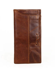 Vintage Mens Leather Long Wallets Cool Leather Bifold Long Wallets for Men