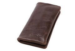 Vintage Mens Leather Long Wallets Cool Leather Bifold Long Wallet for Men