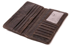 Vintage Mens Leather Long Wallets Cool Leather Bifold Long Wallet for Men