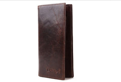 Handmade Vintage Bifold Coffee Men Leather Long wallet clutch purse For Men