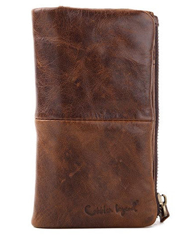 Slim Bifold Wallet With Tassel – Long Designer Clutch Purse For Men And Women (Coffee Color)