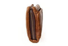 Handmade Vintage Bifold Coffee Leather Long wallet clutch bag For Men Zipper holder - EverHandmade