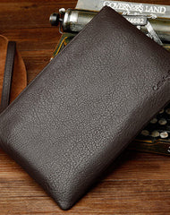 Coffee Leather large wristlet wallet leather men zipper clutch wallet for men