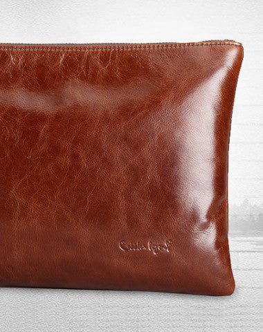 Genuine Leather large clutch leather men phone pad zip clutch vintage wallet for men - EverHandmade