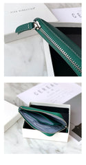 CONTRAST COLOR Khaki Envelope Leather Womens Slim Clutch Purse Checkbook Long Wallet for Women