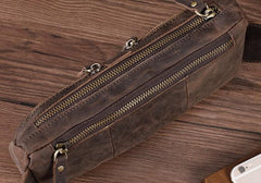 COOL Dark Brown LEATHER MENS FANNY PACK BUMBAG WAIST BAG FOR MEN