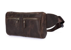 COOL Dark Brown LEATHER MENS FANNY PACK BUMBAG WAIST BAG FOR MEN