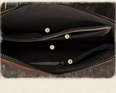 COOL MEN LEATHER ZIPPER LONG CLUTCH WALLETS ZIPPER VINTAGE Brown Envelope Bag FOR MEN