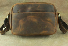 COOL Vintage Brown LEATHER MENS Small Side Bag Messenger Bag for Men