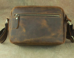 COOL Vintage Brown LEATHER MENS Small Side Bag Messenger Bag for Men