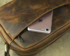 COOL Vintage Brown LEATHER MENS Small Side Bag Messenger Bag for Men