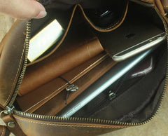 COOL Vintage Brown LEATHER MENS Small Side Bag Messenger Bag for Men
