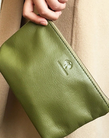 Genuine Leather Long Wallet Zipper Clutch Wallet Coin Change Makeup Wallet Purse For Women