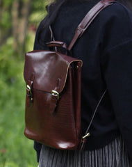 Genuine Leather Cute Backpack Bag Shoulder Bag Red Black Women Leather Purse