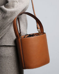 Genuine Leather Cute Bucket Bag Handbag Crossbody Bag Shoulder Bag Women Leather Purse