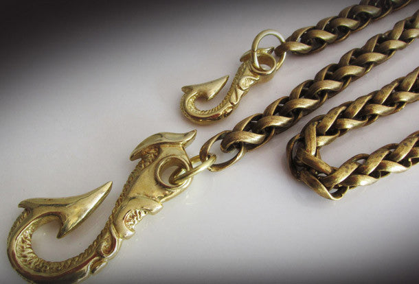 Brass biker trucker dragon hook wallet Chain for chain wallet biker wallet trucker wallets - EverHandmade