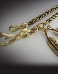 Brass biker trucker dragon hook wallet Chain for chain wallet biker wallet trucker wallets - EverHandmade