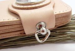 Handmade beige tan men leather biker wallet with chain Long wallet clutch for men