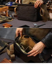 Camouflage Canvas Mens Small Courier Bag Messenger Bag Black Postman Bag For Men