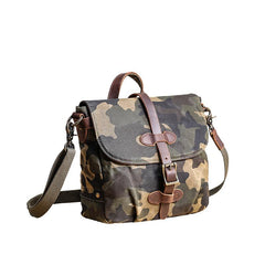 Camouflage Waxed Canvas Leather Mens Waterproof Side Bag Postman Bag Messenger Bag for Men
