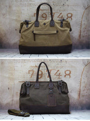 Vintage Leather Canvas Mens Handbag Briefcase Waxed Canvas Briefcase For Men