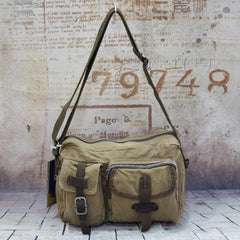 Canvas Mens Khaki Vertical Postman Bag Canvas Black Messenger Bag Courier Bags For Men