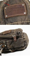 Canvas Black Mens Small Vertical Postman Bag Belt Pouch Messenger Bags Belt Bag For Men