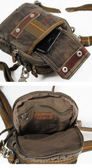 Canvas Black Mens Small Vertical Postman Bag Belt Pouch Messenger Bags Belt Bag For Men