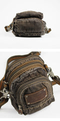 Canvas Black Mens Small Vertical Postman Bag Belt Pouch Messenger Bags Belt Bag For Men