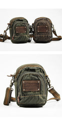 Canvas Black Mens Small Vertical Postman Bag Belt Pouch Messenger Bags Belt Bag For Men