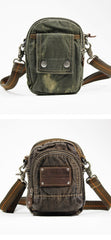 Canvas Black Mens Small Vertical Postman Bag Belt Pouch Messenger Bags Belt Bag For Men