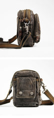 Canvas Black Mens Small Vertical Postman Bag Belt Pouch Messenger Bags Belt Bag For Men