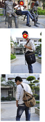 Canvas Black Mens Barrel Sling Bag Green Chest Bag Side Bag Bucket One Shoulder Backpack For Men