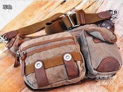 Canvas Mens Chest Bag Khaki Waist Bag Black Canvas Fanny Pack For Men